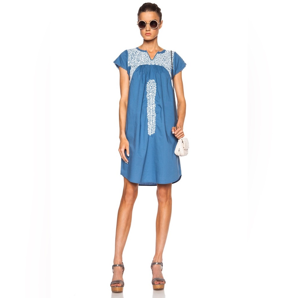 Ulla Johnson Dahlia Cotton Dress Size 2 Cornflower Blue Embroidered Boho Mini